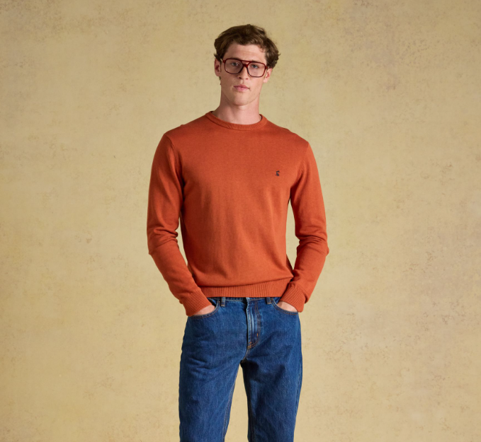 Joules Hillside Crew Knitted Jumper Orange