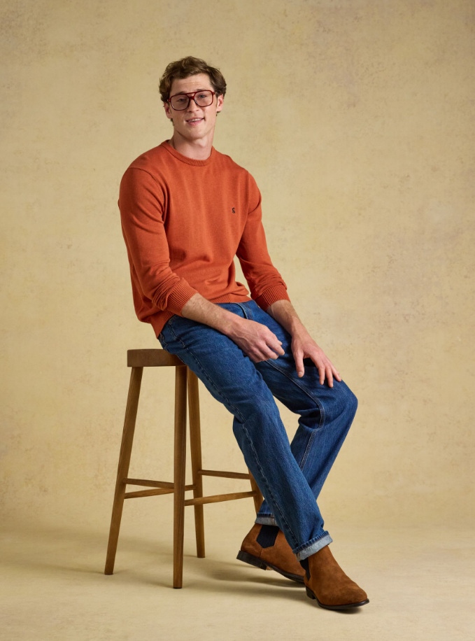 Joules Hillside Crew Knitted Jumper Orange