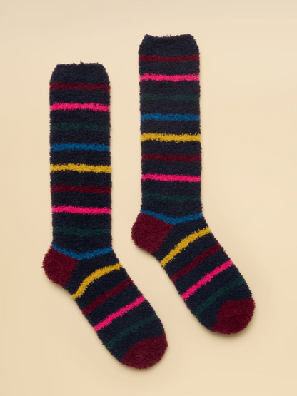 Joules Fluffy Navy Multi Stripe Socks