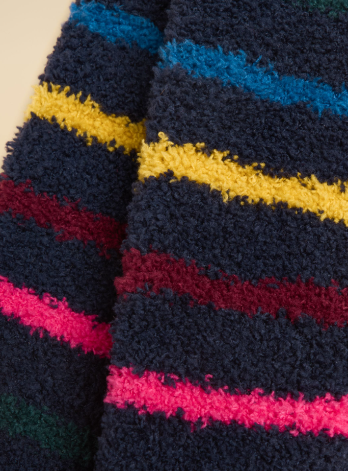 Joules Fluffy Navy Multi Stripe Socks