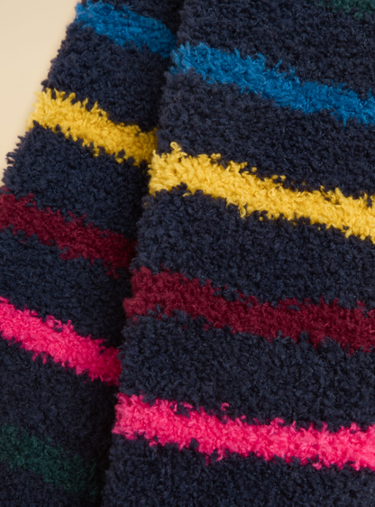 Joules Fluffy Navy Multi Stripe Socks