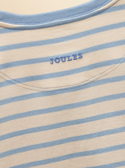 Joules Ava Horse Motif Applique Long Sleeve Top Blue Stripe
