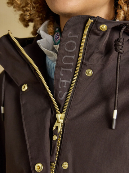 Joules Portwell Hooded Waterproof Raincoat Chocolate Brown