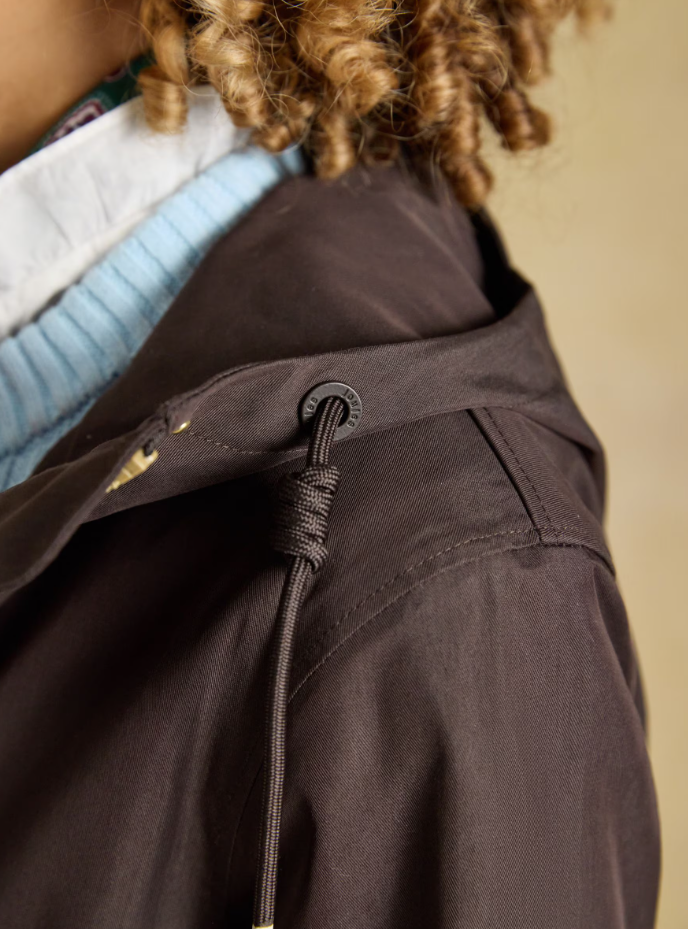 Joules Portwell Hooded Waterproof Raincoat Chocolate Brown