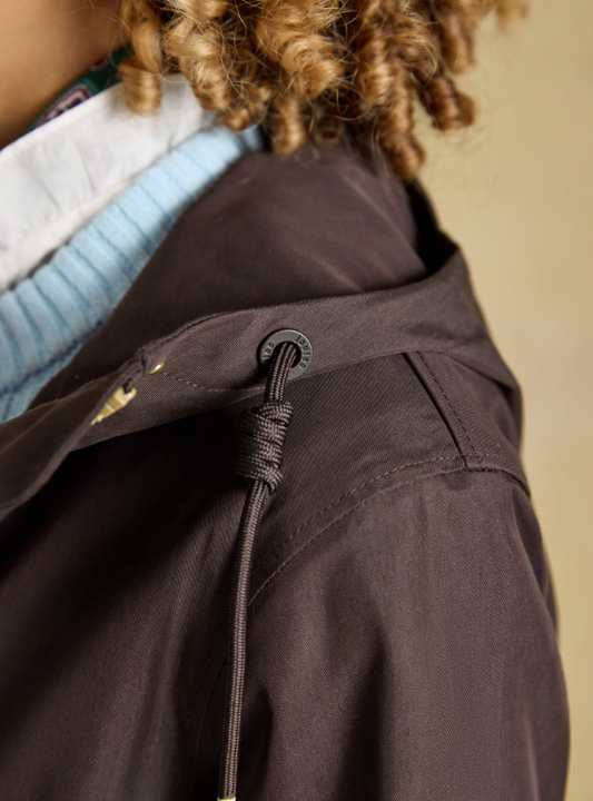 Joules Portwell Hooded Waterproof Raincoat Chocolate Brown