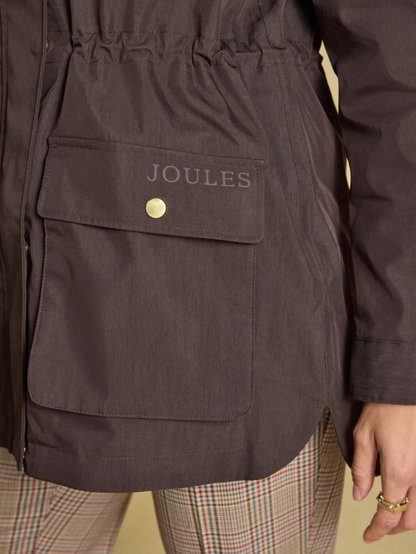 Joules Portwell Hooded Waterproof Raincoat Chocolate Brown