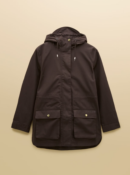 Joules Portwell Hooded Waterproof Raincoat Chocolate Brown