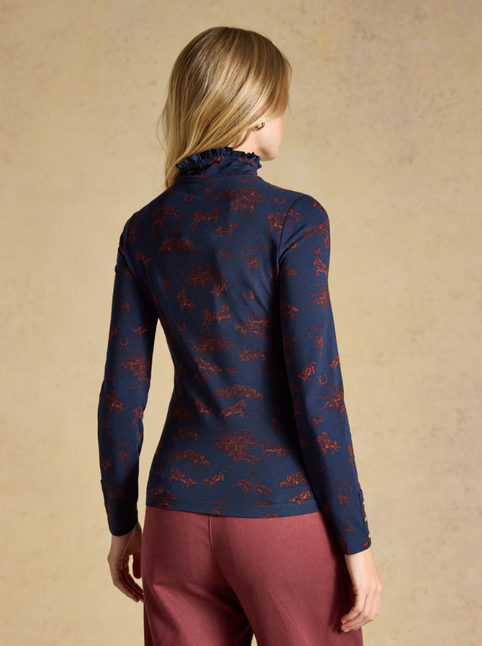 Joules Amy Western Jersey Top Navy