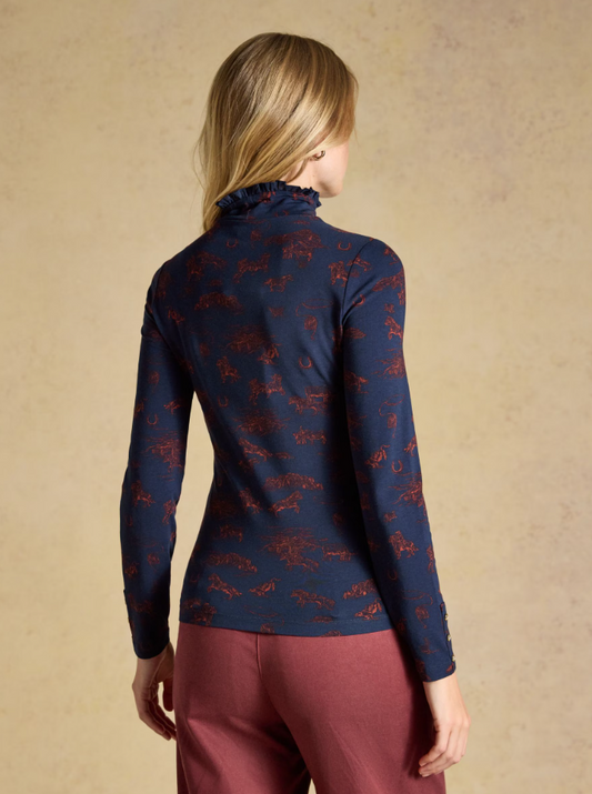 Joules Amy Western Jersey Top Navy