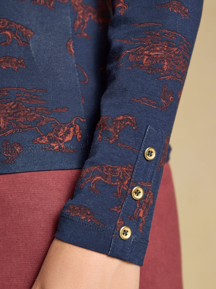 Joules Amy Western Jersey Top Navy