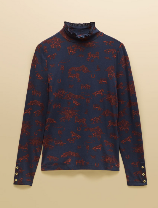 Joules Amy Western Jersey Top Navy