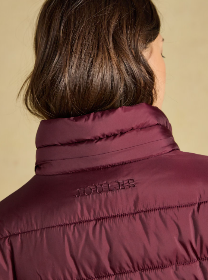 Joules Windborough Showerproof Longline Padded Coat Burgundy Red
