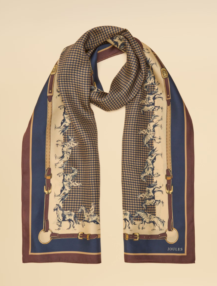 Joules Windsor Floral Scarf Navy & Neutral Equestrian
