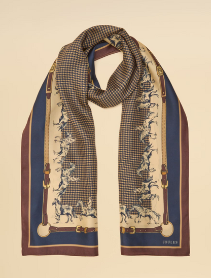 Joules Windsor Floral Scarf Navy & Neutral Equestrian