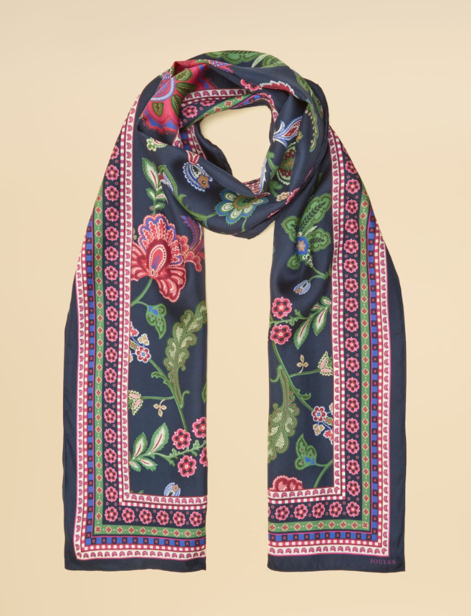 Joules Windsor Floral Scarf Navy & Pink