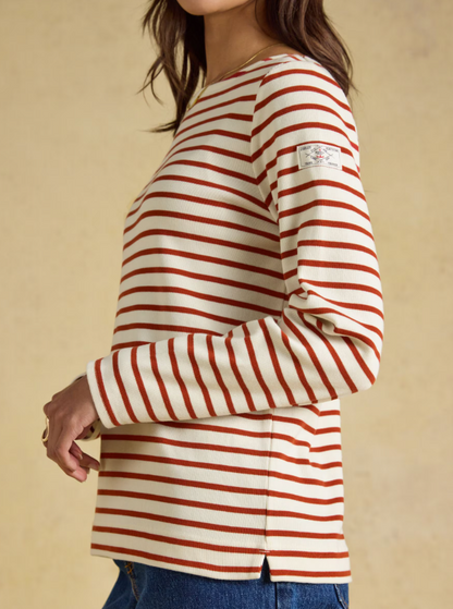 Joules Harbour Stripe Breton Top Cream & Burnt Orange