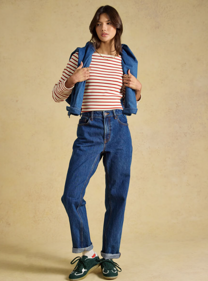 Joules Harbour Stripe Breton Top Cream & Burnt Orange