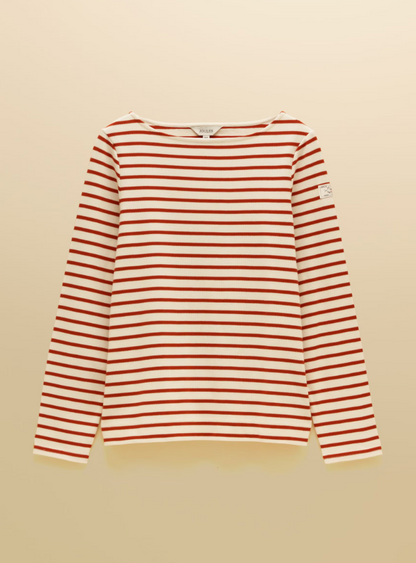 Joules Harbour Stripe Breton Top Cream & Burnt Orange
