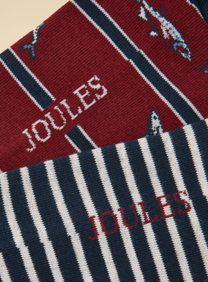 Joules Kingsbury Burgundy Fish Socks 2 Pack