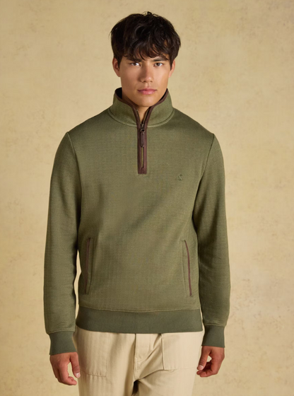 Joules Herringbone Quarter Zip Sweatshirt Green