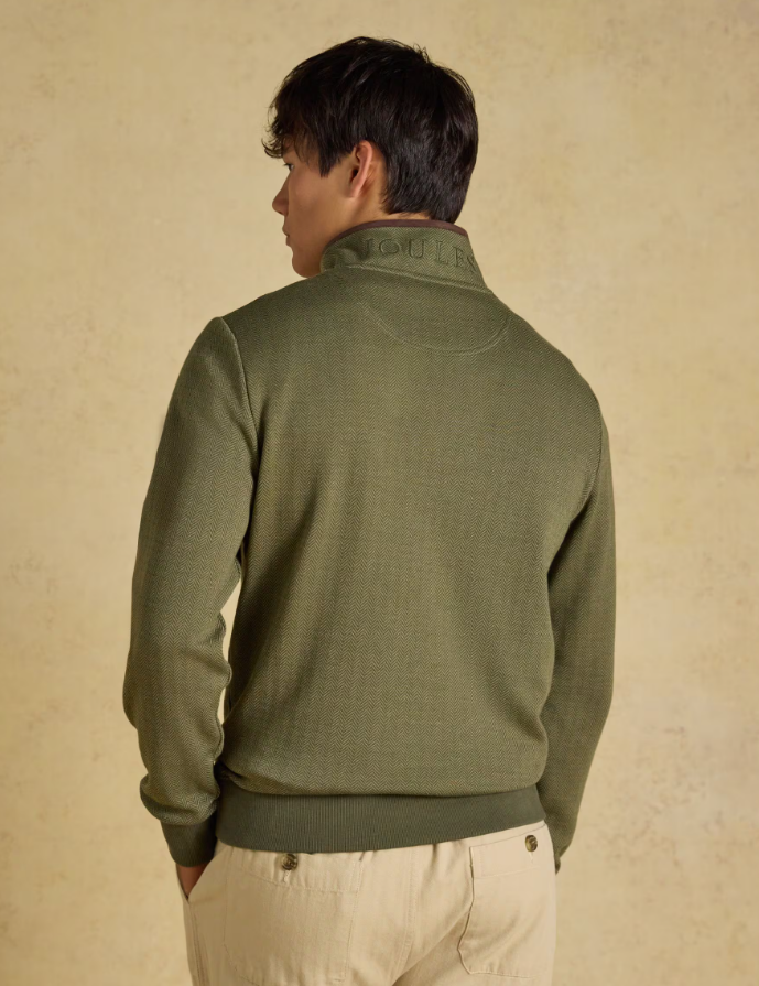Joules Herringbone Quarter Zip Sweatshirt Green