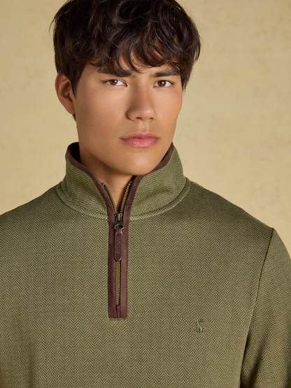 Joules Herringbone Quarter Zip Sweatshirt Green