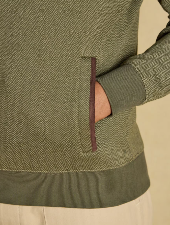 Joules Herringbone Quarter Zip Sweatshirt Green