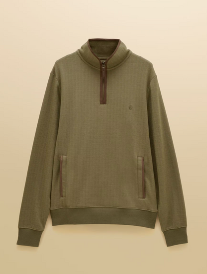 Joules Herringbone Quarter Zip Sweatshirt Green