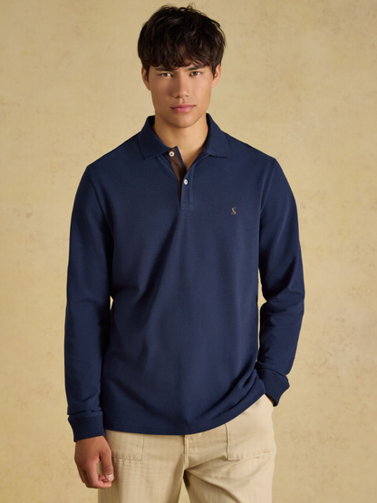 Joules Woody Long Sleeved Polo Shirt Navy