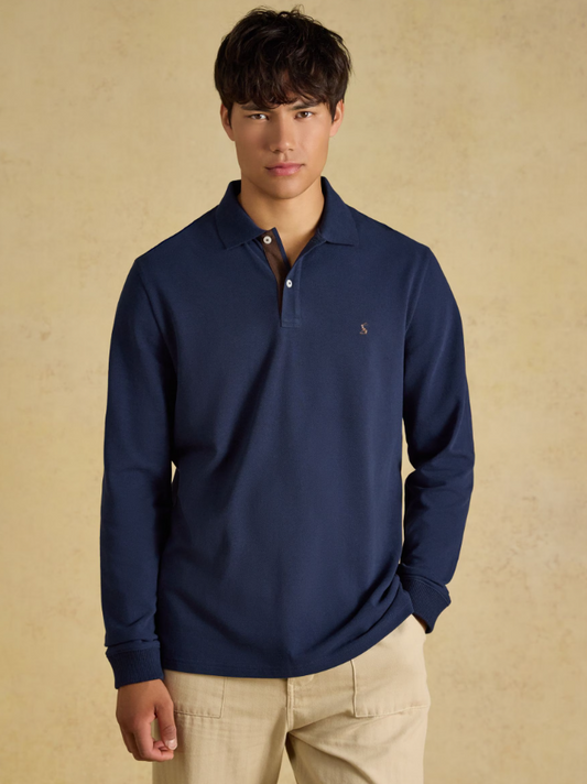 Joules Woody Long Sleeved Polo Shirt Navy