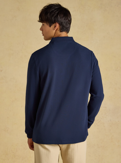 Joules Woody Long Sleeved Polo Shirt Navy