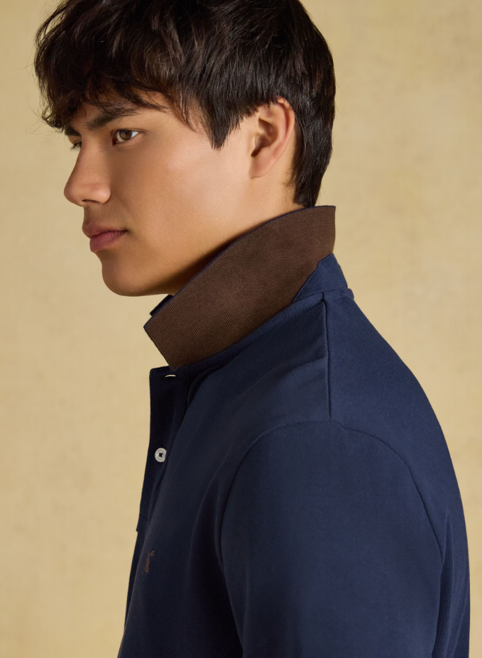 Joules Woody Long Sleeved Polo Shirt Navy