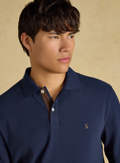 Joules Woody Long Sleeved Polo Shirt Navy
