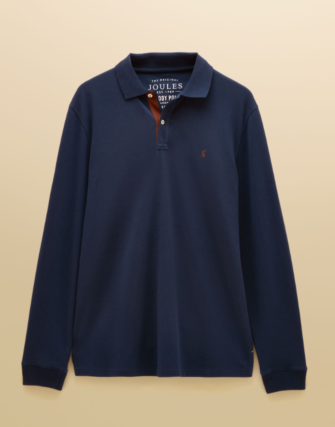 Joules Woody Long Sleeved Polo Shirt Navy
