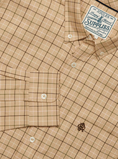Joules Oxford Check Classic Fit Cotton Oxford Oatmeal Checked