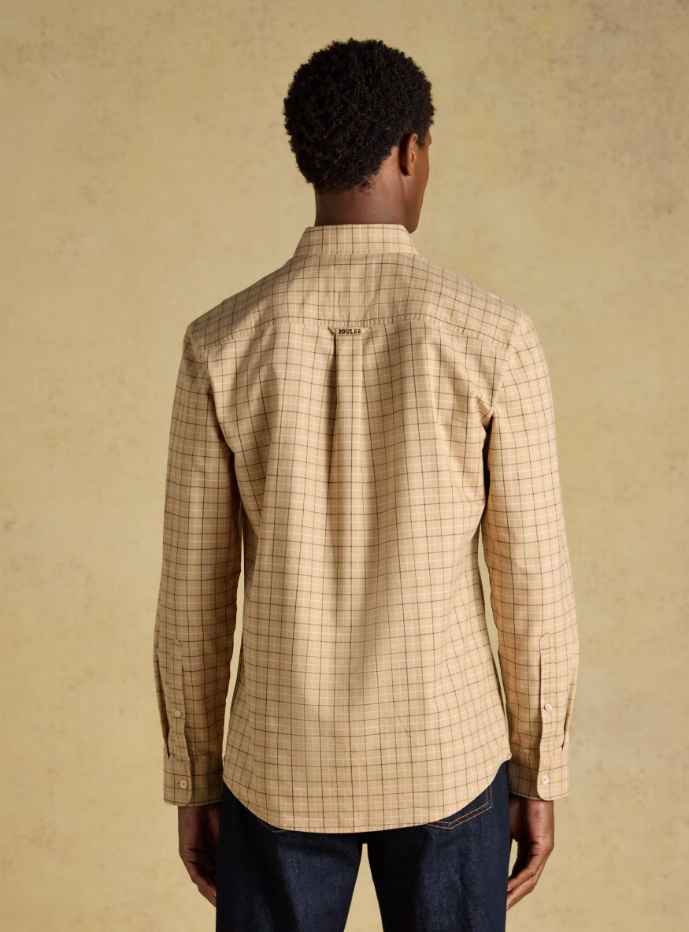 Joules Oxford Check Classic Fit Cotton Oxford Oatmeal Checked