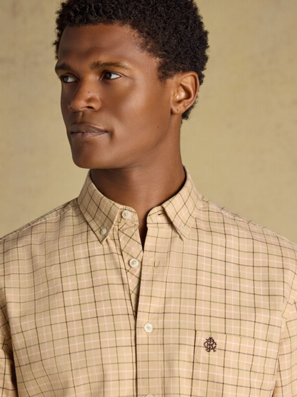Joules Oxford Check Classic Fit Cotton Oxford Oatmeal Checked