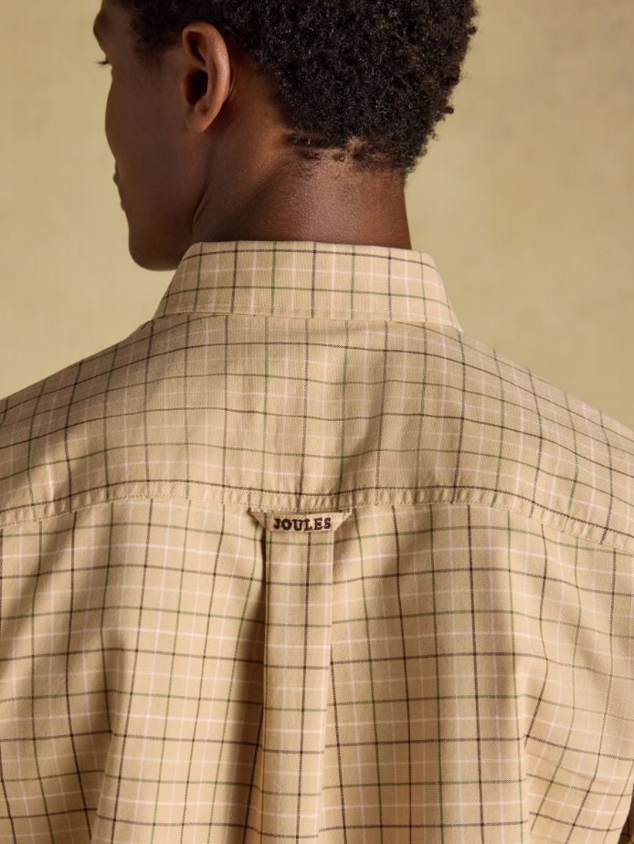 Joules Oxford Check Classic Fit Cotton Oxford Oatmeal Checked