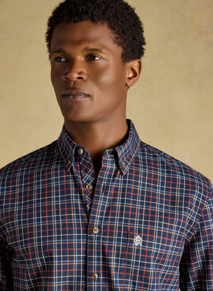 Joules Oxford Check Classic Fit Cotton Oxford Navy Checked