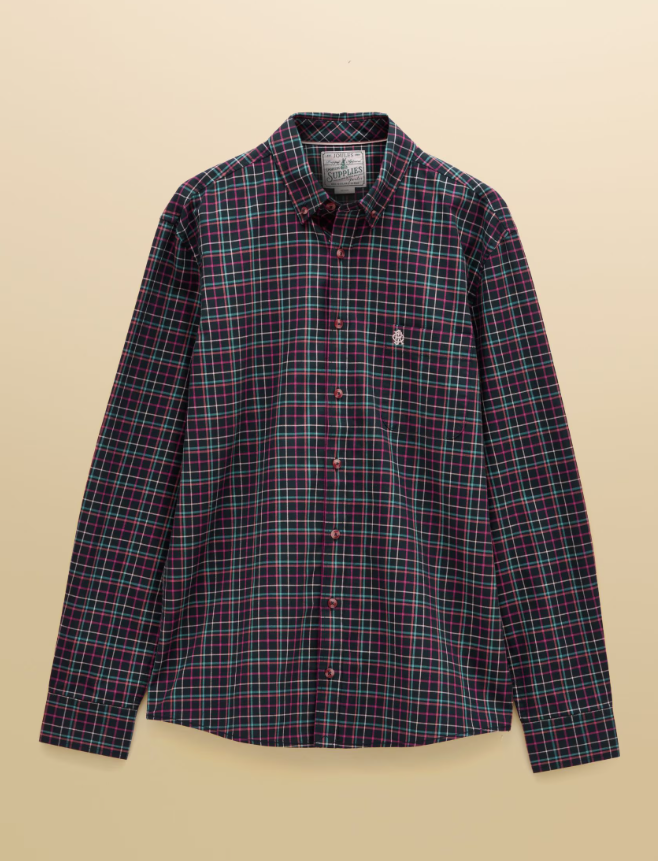 Joules Oxford Check Classic Fit Cotton Oxford Navy Checked