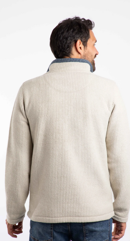 Weird Fish Newark 1/4 Zip Grid Fleece Ecru
