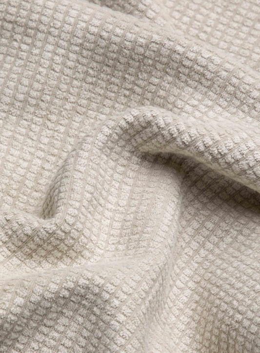 Weird Fish Newark 1/4 Zip Grid Fleece Ecru