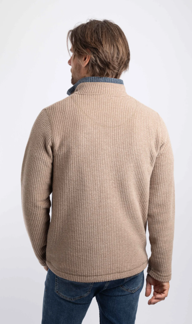 Weird Fish Newark 1/4 Zip Grid Fleece Cola
