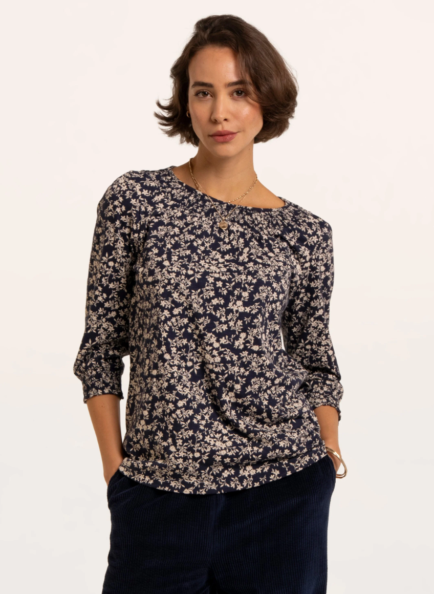 Brakeburn Brielle Printed 3/4 Sleeve T-shirt Navy