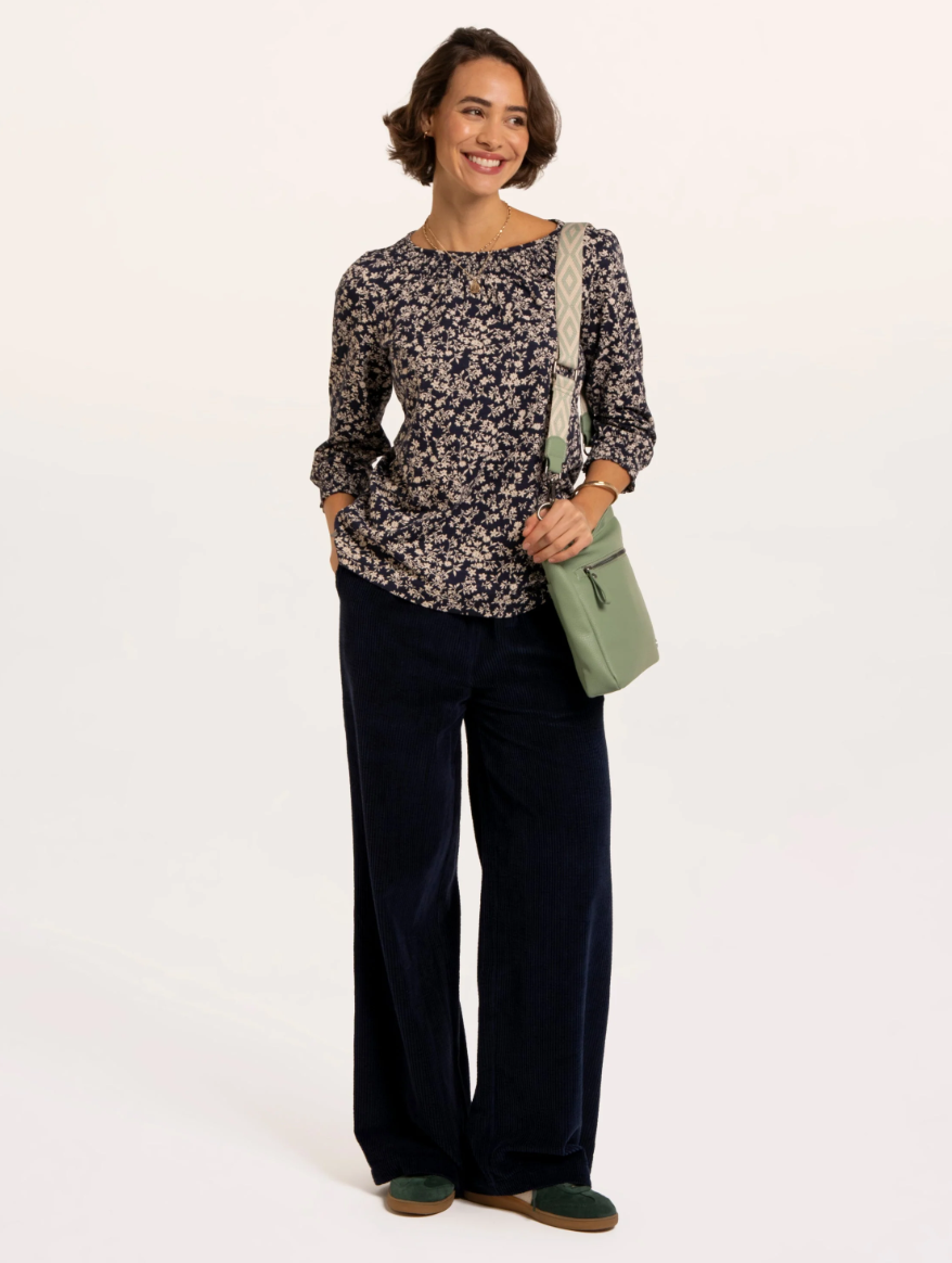 Brakeburn Brielle Printed 3/4 Sleeve T-shirt Navy