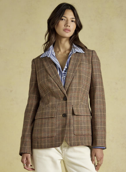 Joules Foxley Check Wool Rich Tweed Suit Blazer