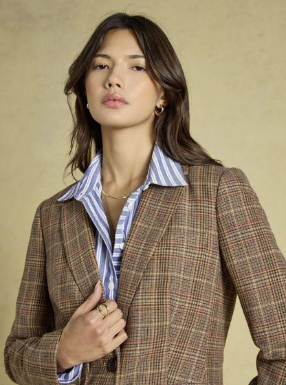 Joules Foxley Check Wool Rich Tweed Suit Blazer
