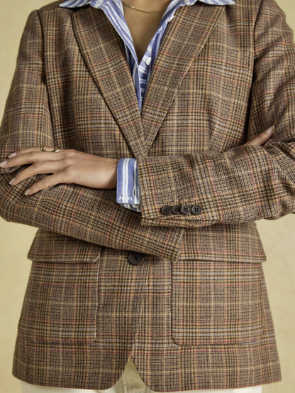 Joules Foxley Check Wool Rich Tweed Suit Blazer