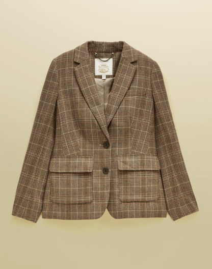 Joules Foxley Check Wool Rich Tweed Suit Blazer