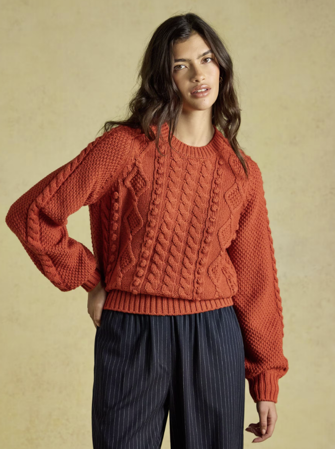 Joules Rafferty Cable Knit Jumper Burnt Orange
